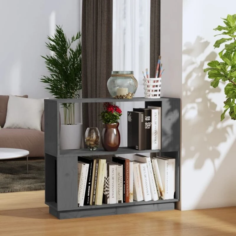 Image of VIDAXL Vidaxl - Book Cabinet/Room Divider Grey 80x25x70cm Solid Wood Pine 8720286905944