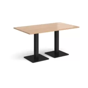 Image of Brescia rectangular dining table with flat square Black bases 1400mm x 800mm - beech