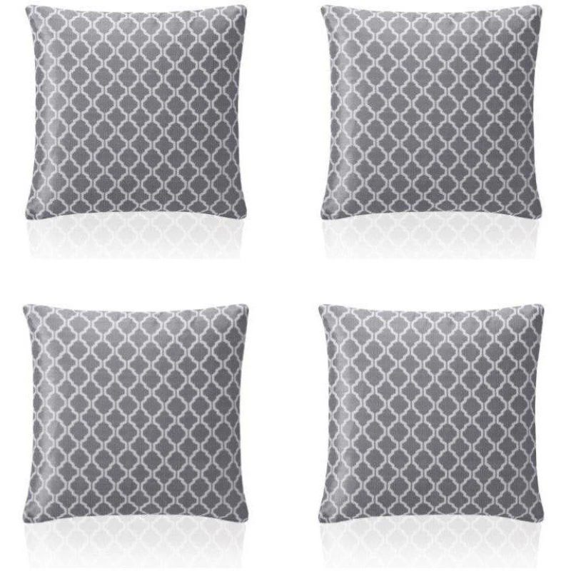 Image of Alan Symonds Two Tone Geometric Jacquard Cushion Set of 4 Silver unisex 45x45cm