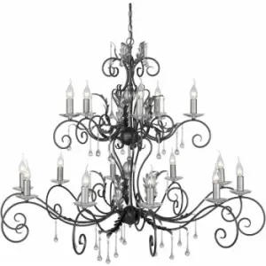 Image of 15 Bulb Handmade Chandelier Hanging Pendant LIght Black Silver LED E14 60W Bulb