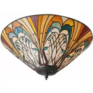 Image of Loops - Tiffany Glass Flush Ceiling Light - French Style Design - Dimmable LED Lamp