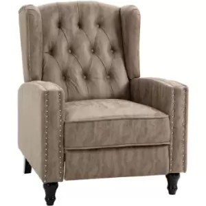 Image of HOMCOM Marble Effect Manual Reclining Armchair w/ Footrest Studs Wood Legs Brown