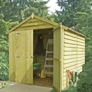 Image of Shire Pressure-Treated Overlap Shed with Double Doors - 8 x 6