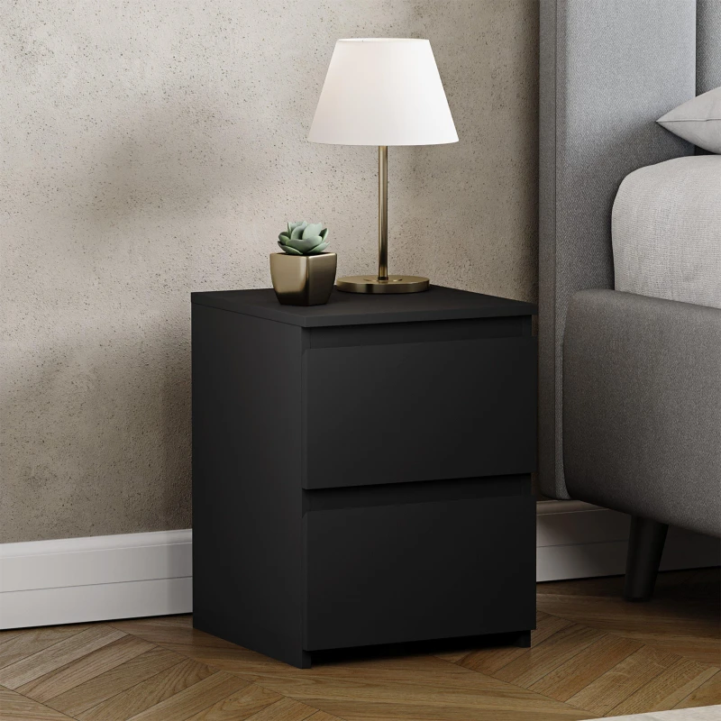 Image of Lassic Vida Designs Denver 2 Drawer Bedside Chest Black unisex 2 Drawer