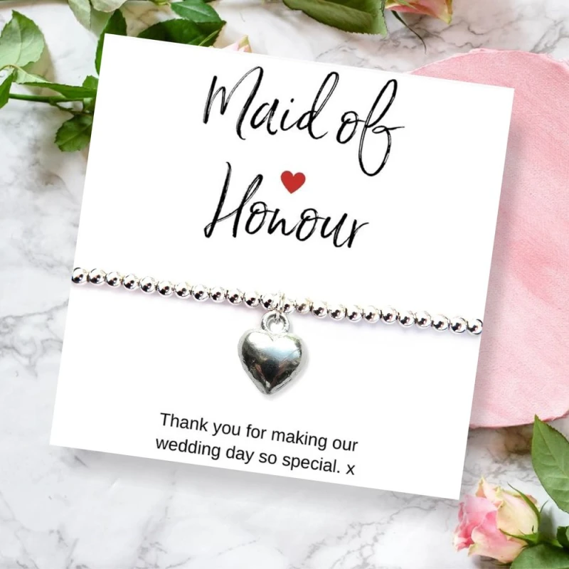 Image of Aye Do Gifts Maid of Honour Heart Bracelet & Thank You Card