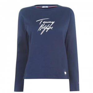 Image of Tommy Bodywear 85 Long Sleeve Logo T Shirt - Navy Blazer CHS