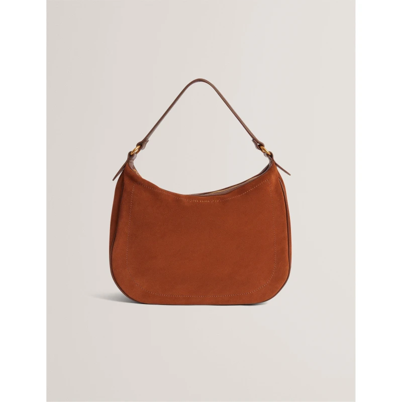 Image of Ted Baker Womens Suede Hobo Bag Brown female One Size
