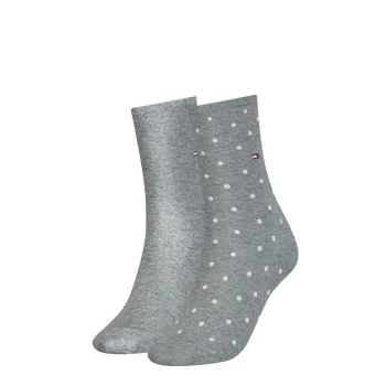 Image of Tommy Bodywear Hilfiger Dot Crew Socks 2 Pack Ladies - Grey