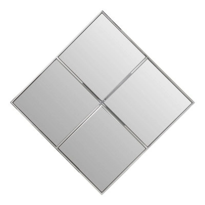 Image of Orsina Diamond Frame Wall Mirror, Silver Segmented Geometric Wall Mirror With Stainless Steel Frame