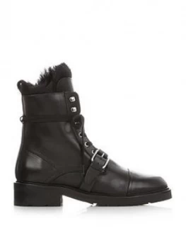 Image of Allsaints Donita Shearling Military Boots - Black