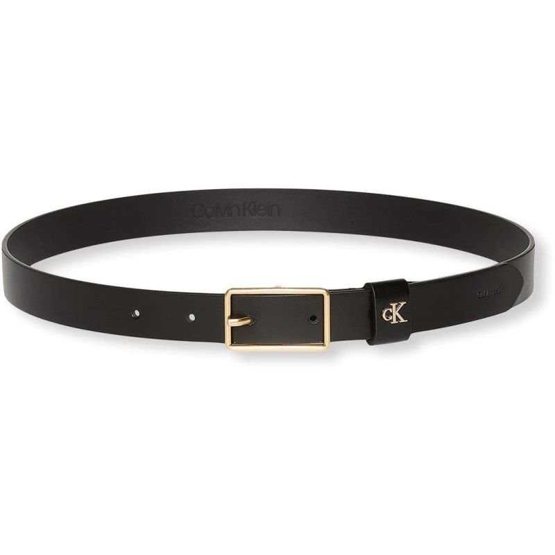 Image of Calvin Klein Womens Square Buckle Faux Leather Belt Black/Light Gld female 80