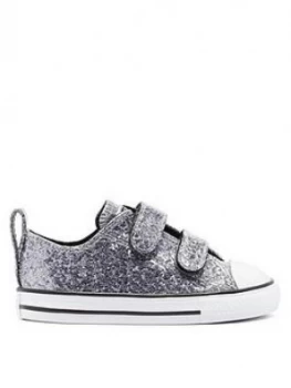 Image of Converse Chuck Taylor All Star Infants 2V Ox Glitter Coated Plimsolls - Silver