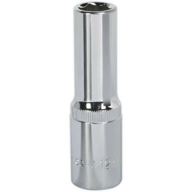 Image of Loops 12mm Forged Steel DEEP Drive Socket - 1/2" Square Drive Polished Chrome Vanadium Metallics