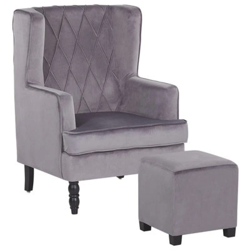 Image of Beliani Retro Armchair Sandset Velvet Grey
