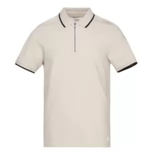 Image of Firetrap Waffle Zip Polo Shirt Mens - Grey