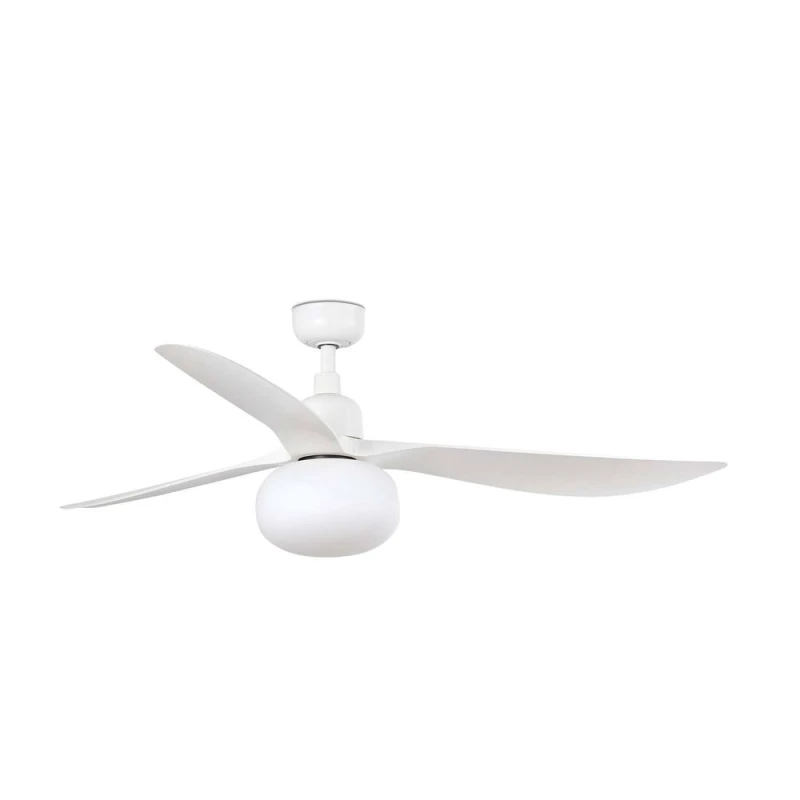 Image of Netlighting Outwood Large 3 Blade Ceiling Fan Matt White with Light 1x E27 IP44 White Unisex