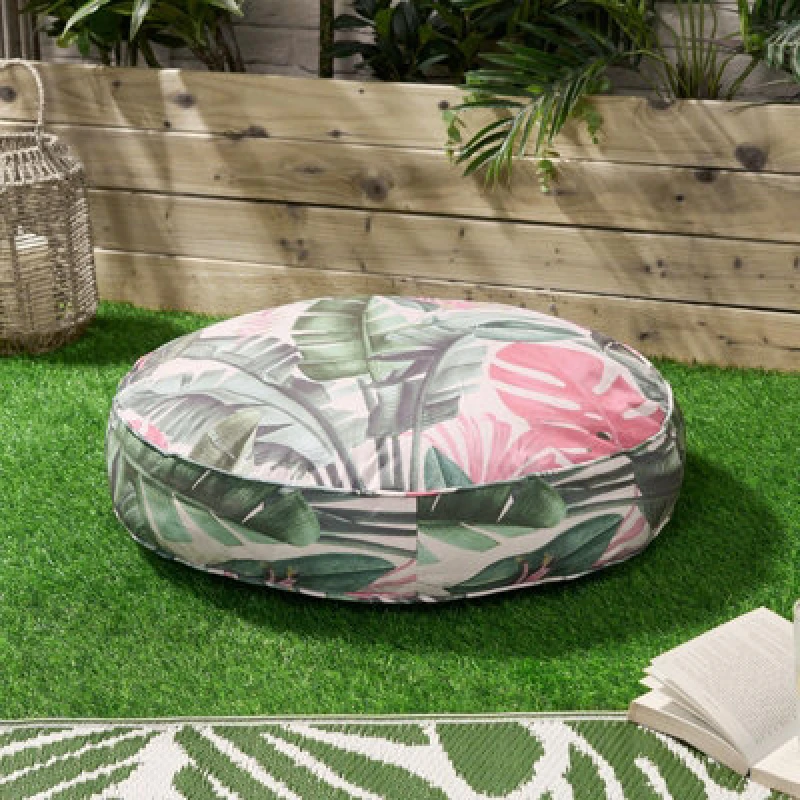 Image of OHS OHS Large Outdoor Cushion Round Decorative Floor Garden Water Resistant in Pink Pink One Size Unisex 5027434209156