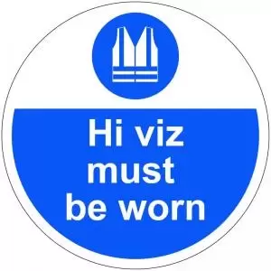 Image of Hi Viz Must Be Worn Floor Graphic adheres to most smooth clean flat