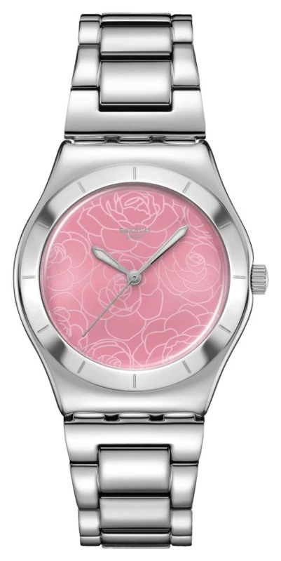 Image of Swatch YLS234G PETAL CHARM (33mm) Pink Floral Patterned Dial Watch