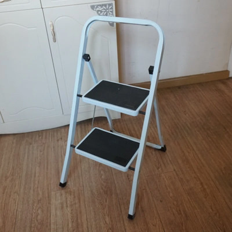 Image of Gr8 Home Non Slip 2 Step Foldable Steel Folding Ladder Off White unisex