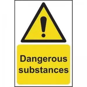 Image of Dangerous Substances&rsquo; Sign; Rigid 1mm PVC Board 200mm x