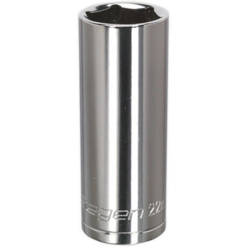 Image of Loops 22mm Chrome Plated Deep Drive Socket - 1/2" Square Drive High Grade Carbon Steel Metallics