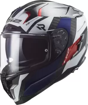 Image of LS2 FF327 Challenger Alloy Carbon Helmet, white-red-blue, Size S, white-red-blue, Size S