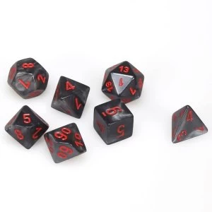 Image of Chessex Poly 7 Dice Set: Velvet Black/red