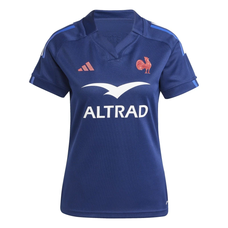 Image of adidas France Rugby Home Shirt 2024 Womens Dark Blue female 8 (XS)