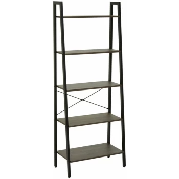 Image of Bradbury Five Tier Dark Oak Veneer Ladder Shelf Unit - Premier Housewares