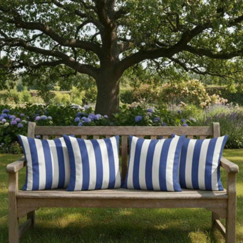 Image of Luxury Living Wide Striped Outdoor Water-repellant Cushion in Blue Size: 4 Pack Blue Unisex 4 Pack