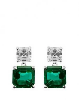 Image of Simply Silver Sterling Silver Cubic Zirconia Emerald Asscher Earrings