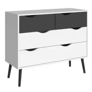 Image of Oslo Chest Of 4 Drawers (2+2) In White And Black Matt