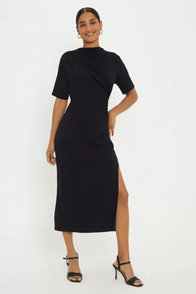 Image of Ruched Short Sleeve Midi Dress