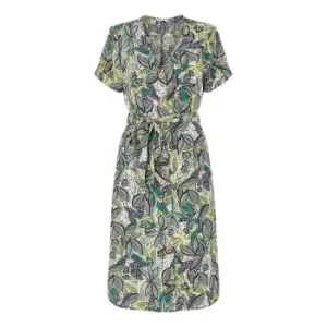 Image of Yumi Green Leaf Print Shirt Dress - Green