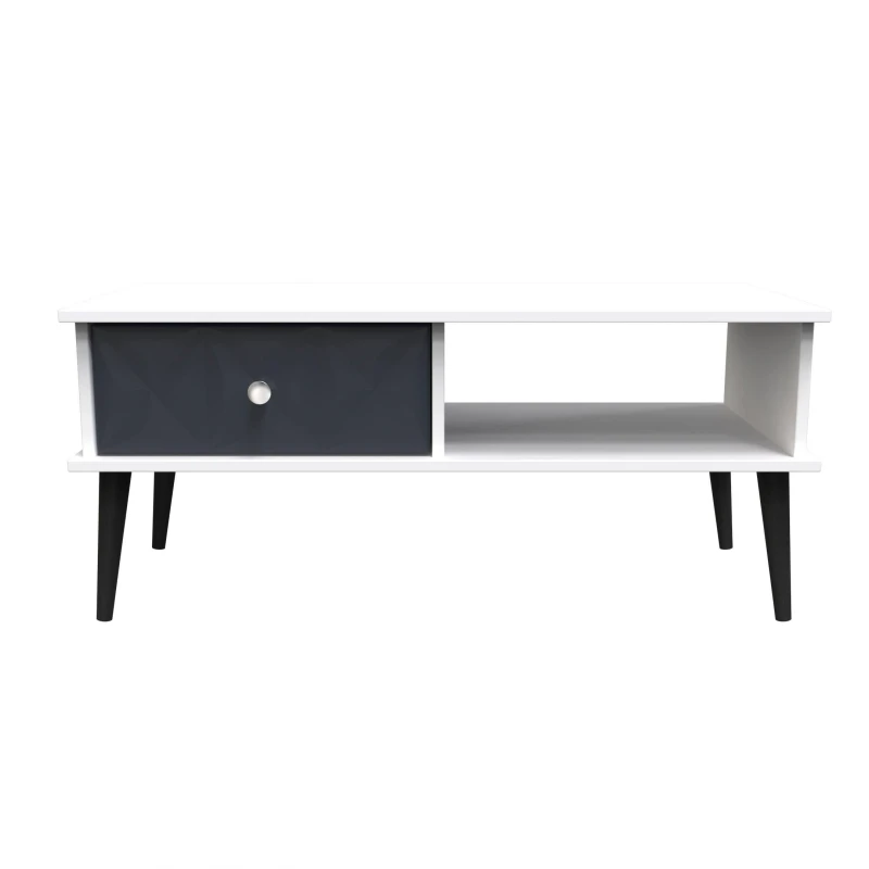 Image of Toledo 1 Drawer Coffee Table In Indigo Matt & White (Ready Assembled)