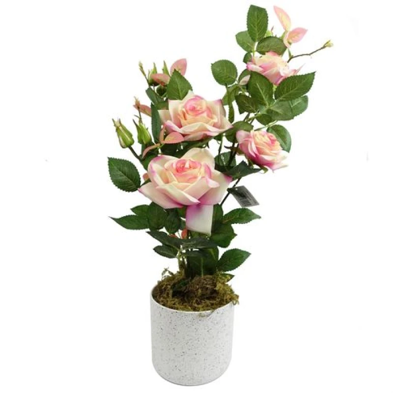 Image of Leaf 50cm Artificial Pink Rose Plant