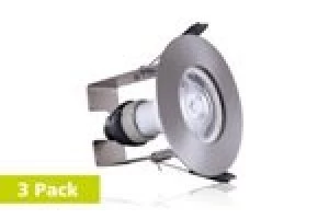 Image of Integral Evofire 70mm cutout Fire Rated Static Downlight Round Satin Nickel with Insulation Guard and GU10 Holder - 3 Pack