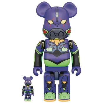 Image of Medicom Evangelion 100% & 400% Be@rbrick 2-pack - EVA-01 (New Paint)