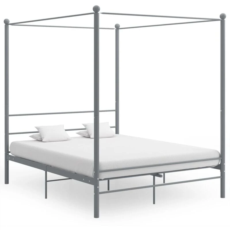 Image of VIDAXL Canopy Bed Frame without Mattress Grey Metal 160x200cm Vidaxl 8720286163801