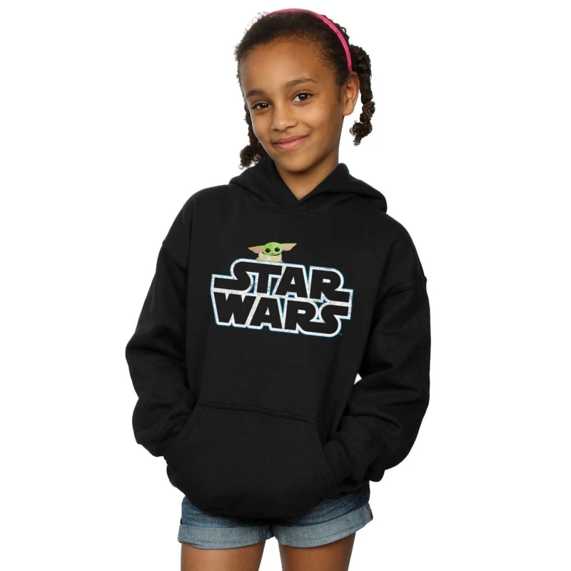 Image of Star Wars The Mandalorian The Child Logo Hoodie Black female