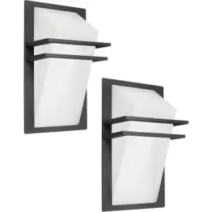 Image of 2 PACK IP44 Outdoor Wall Light Anthracite Cast Aluminium 1x 60W E27 Lamp