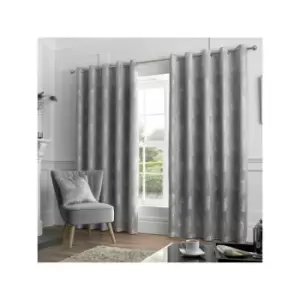 Image of Feather Jacquard Eyelet Lined Curtains, Silver, 46 x 54" - Curtina