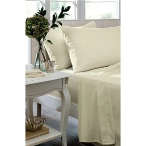 Image of Catherine Lansfield Cream Non-Iron Plain Dye Flat Sheet - King