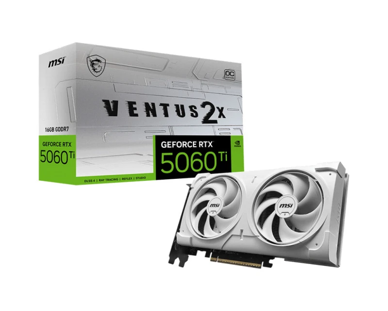 Image of MSI GeForce RTX 5060 Ti 16G VENTUS 2X OC White 16GB GDDR7 Graphics Card - G506T-16V2CW