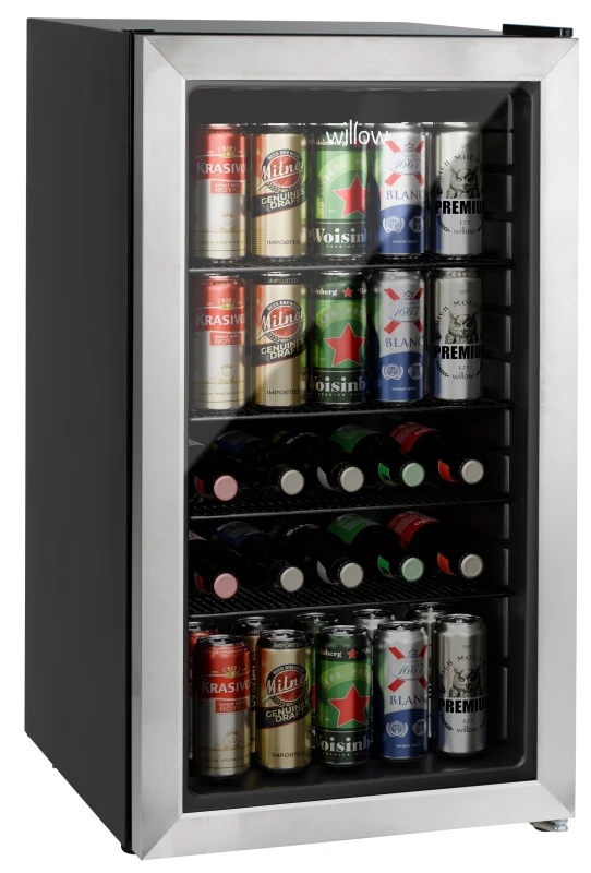 Image of Willow Undercounter Drinks/Beer Fridge 98L With Triple Glazed Door in Silver Silver Unisex