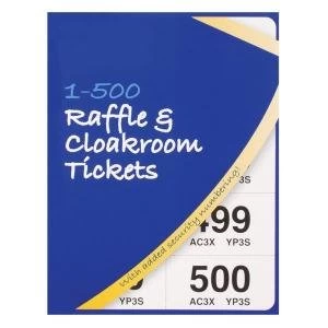 Image of Cloakroom or Raffle Tickets Numbered 1 500 Assorted Colours 1 x Pack