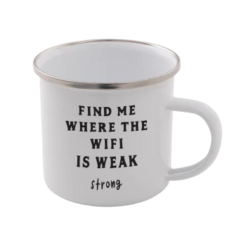 Image of Find Me Where The WiFi Is Weak Enamel Mug - White