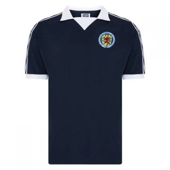 Image of Score Draw Scotland 1978 Replica Home Shirt - Navy/White