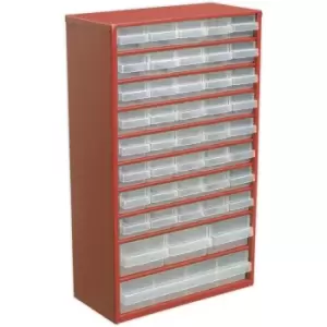 Image of 310 x 145 x 510mm 44 Drawer Parts Cabinet - RED - Wall Mounted / Standing Box